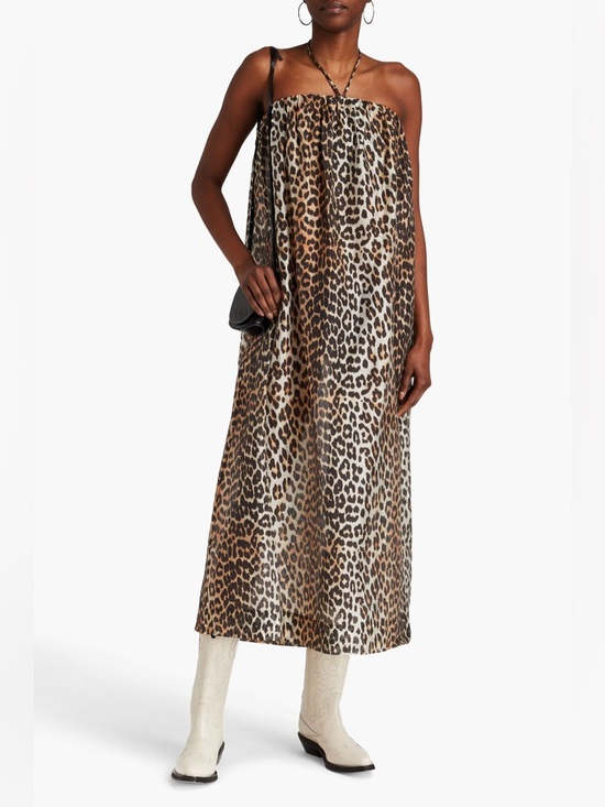 Ganni Dresses & Skirts - GANNI Leopard-print TENCEL™-blend voile midi dress Original Price $445